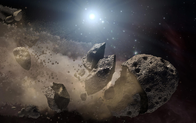 Artist’s illustration of an asteroid collision. The fragments of these collisions go on to form an asteroid family. (Image: NASA)
